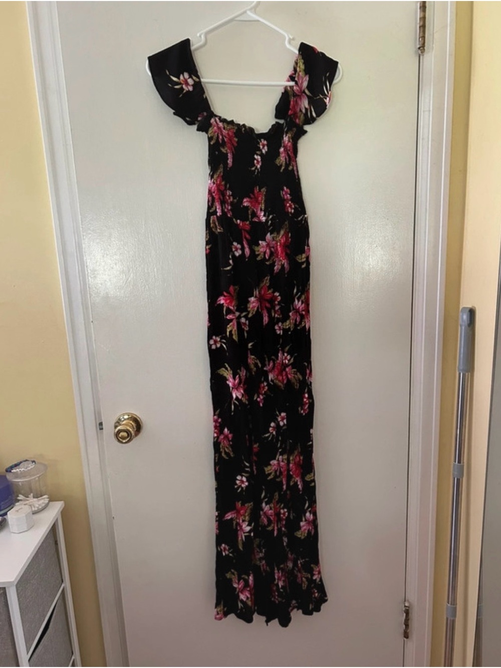 Ambiance Black Maxi Dress with Pink Floral Print